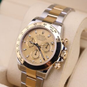 Rolex Daytona champagne dial and bezel detail