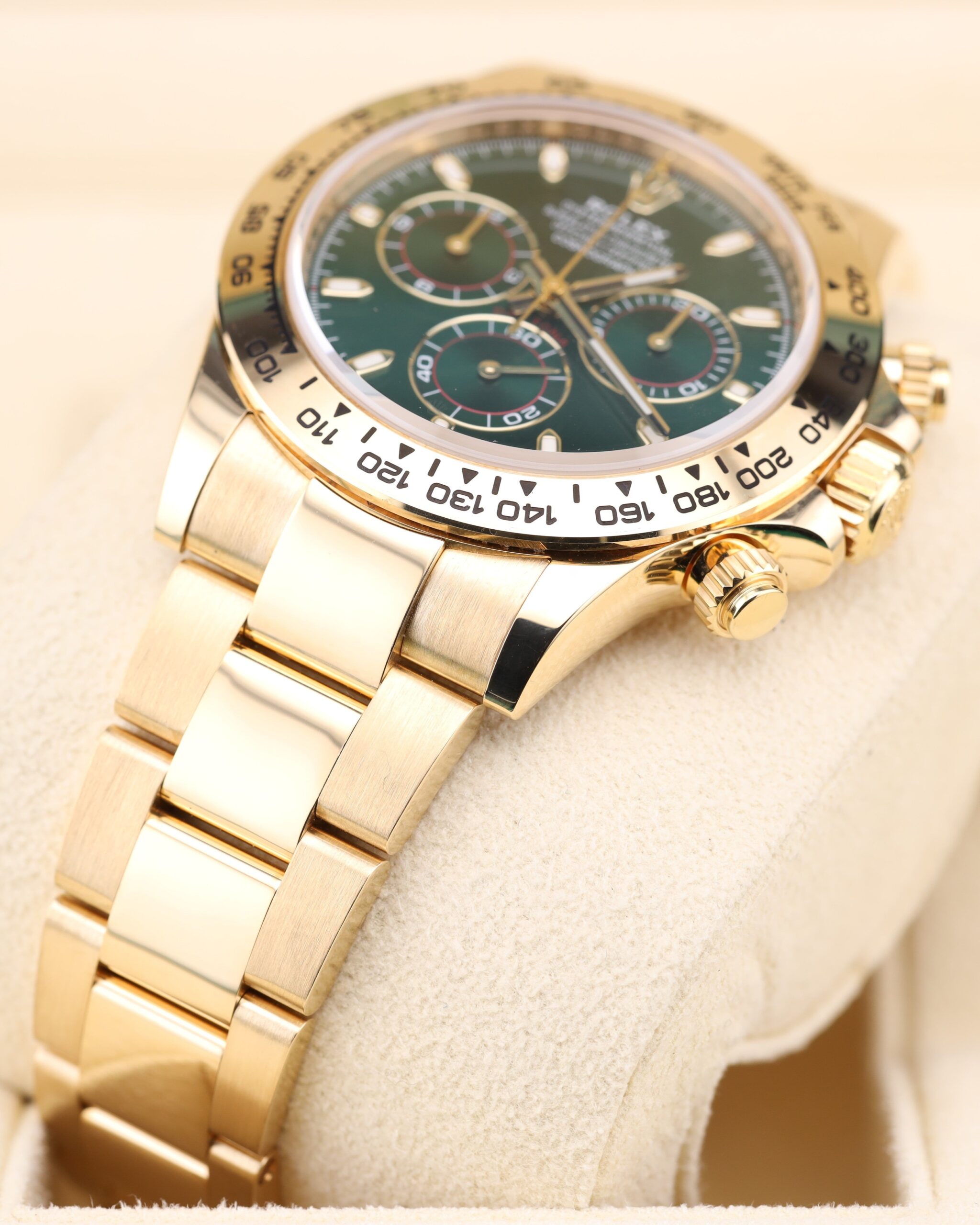 Close-up of vintage automatic watch dial