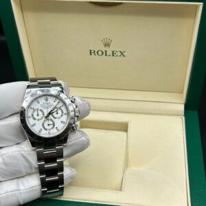 Rolex Daytona steel watch with white dial