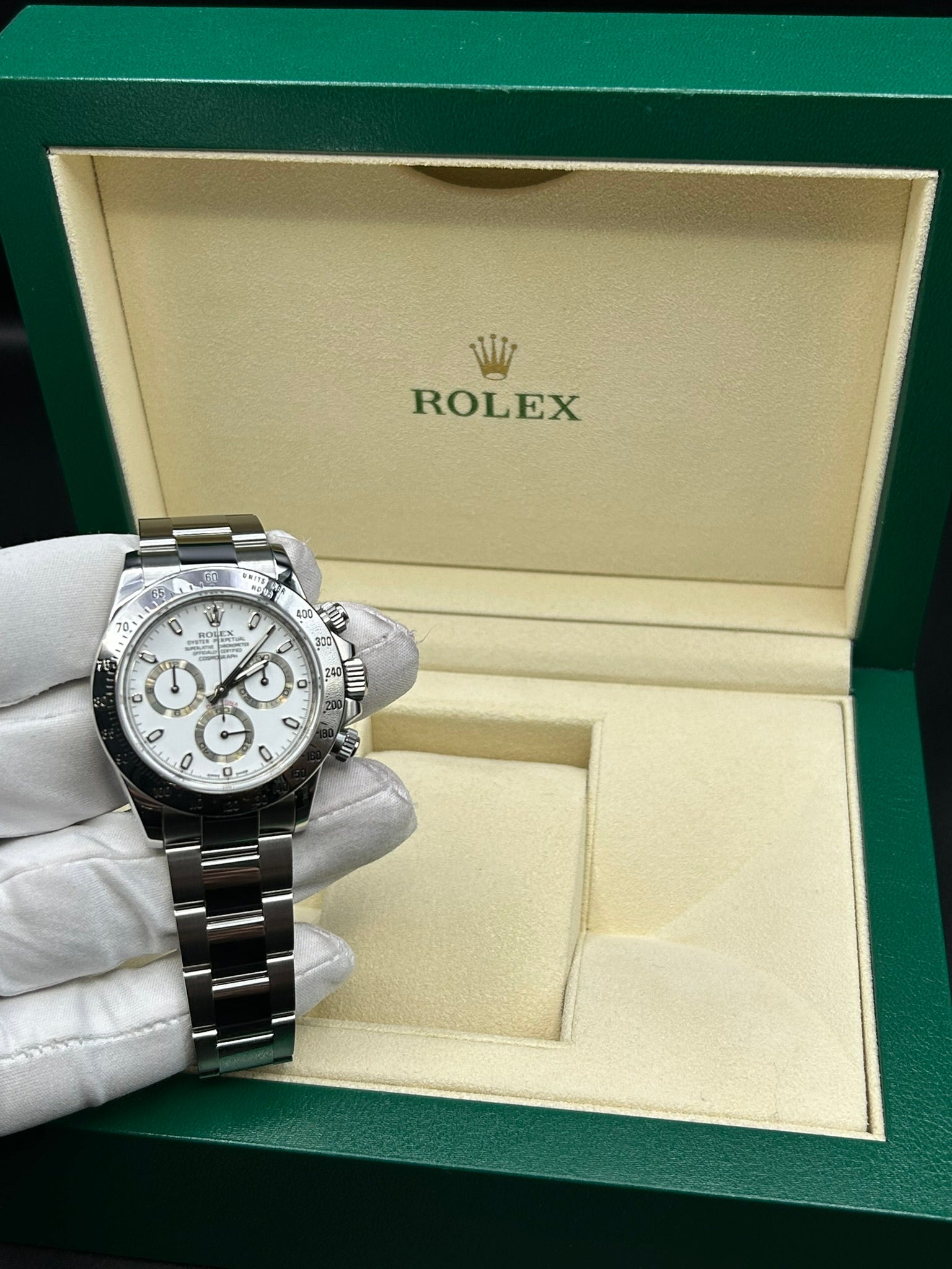 Rolex Daytona steel watch with white dial