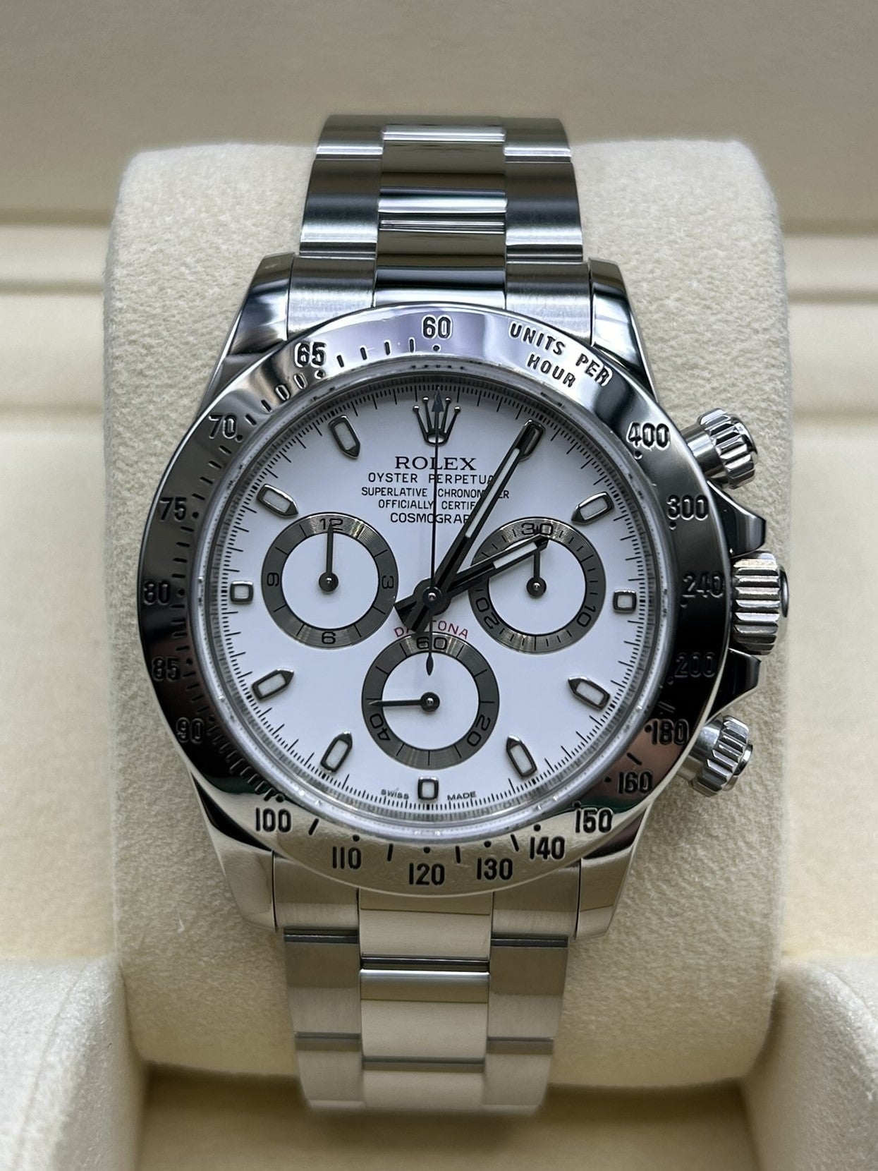 Rolex Daytona steel chronograph white dial