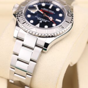 Blue dial wristwatch with stainless steel bracelet