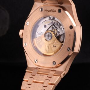 Luxury wristwatch with blue dial and rose gold case