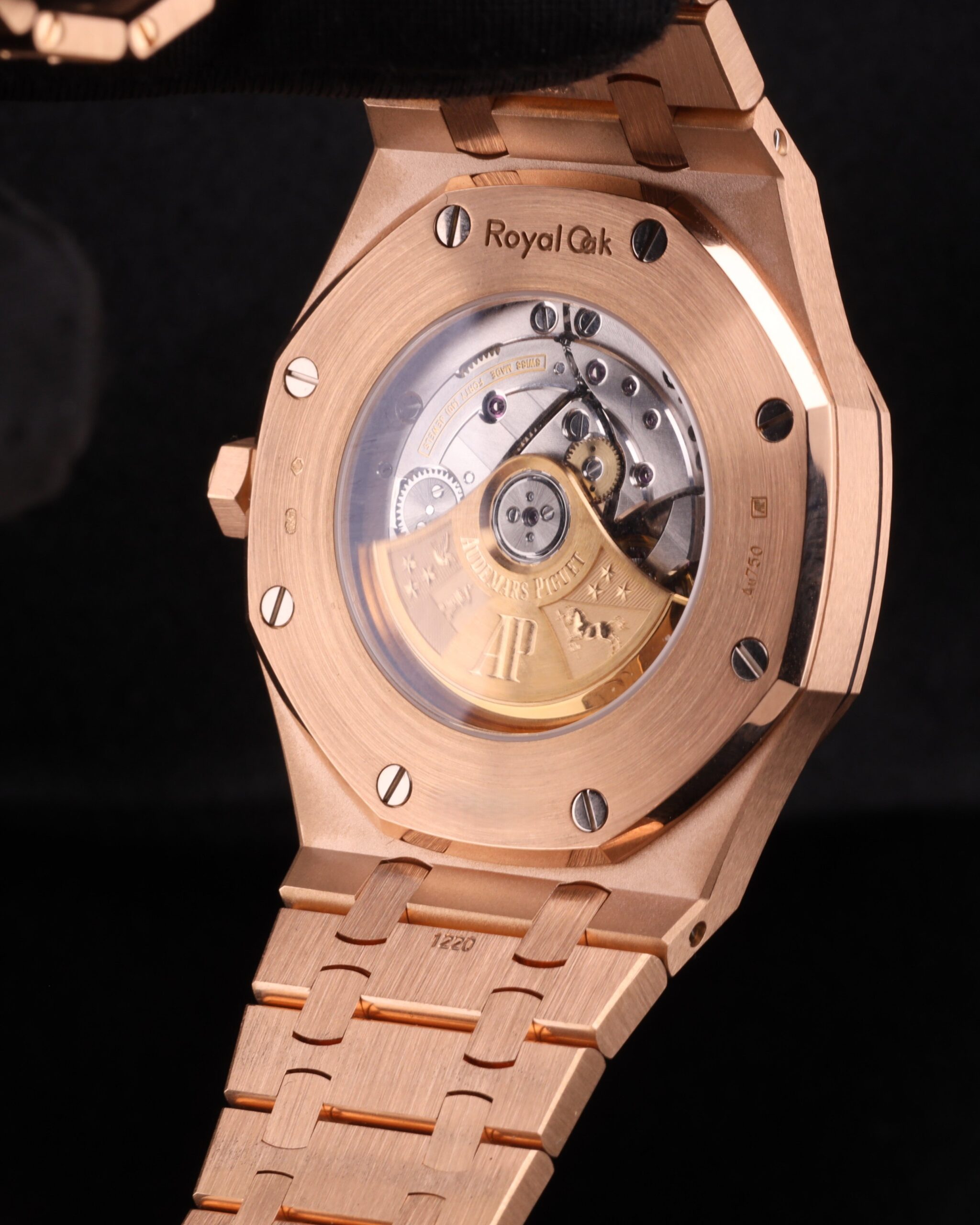 Luxury wristwatch with blue dial and rose gold case