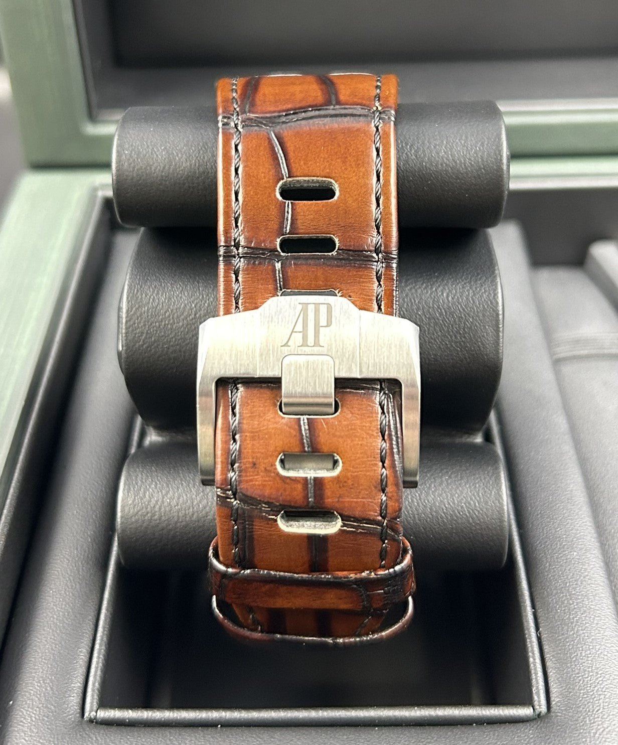 Side profile of vintage mechanical chronograph