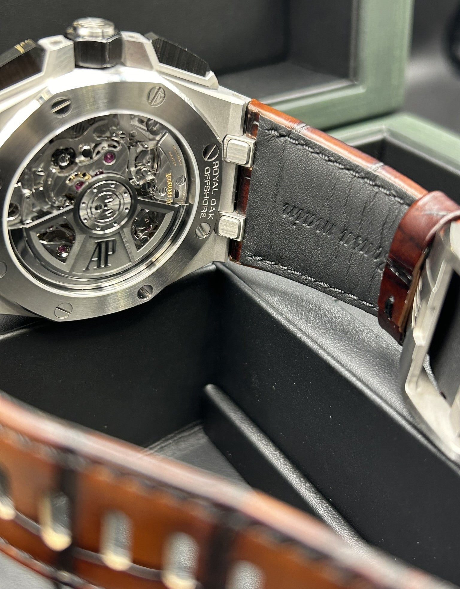 Close-up of Royal Oak Offshore chronograph dial