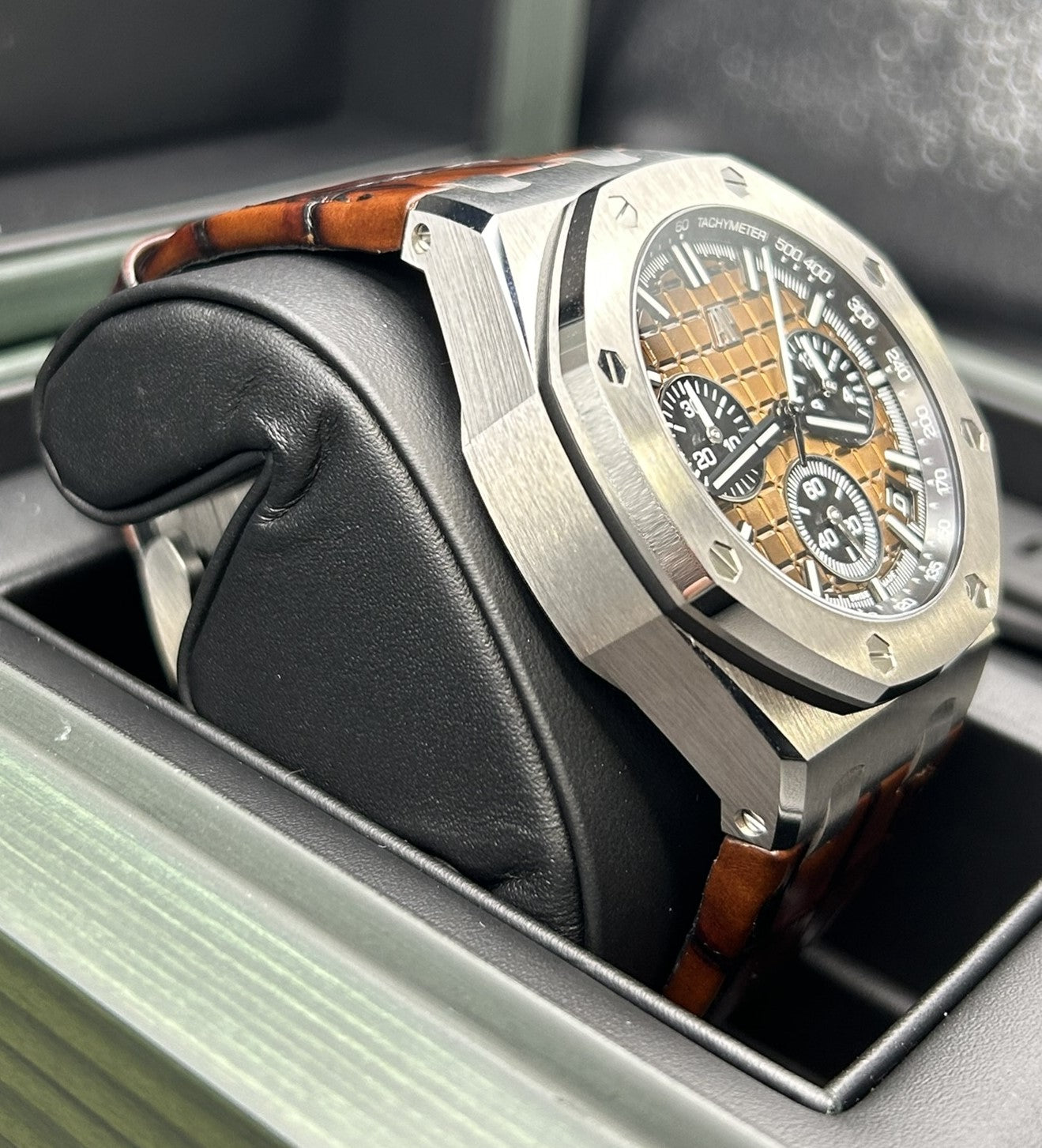 Vintage sports wristwatch with detailed bezel