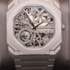 Skeleton dial luxury wristwatch in titanium