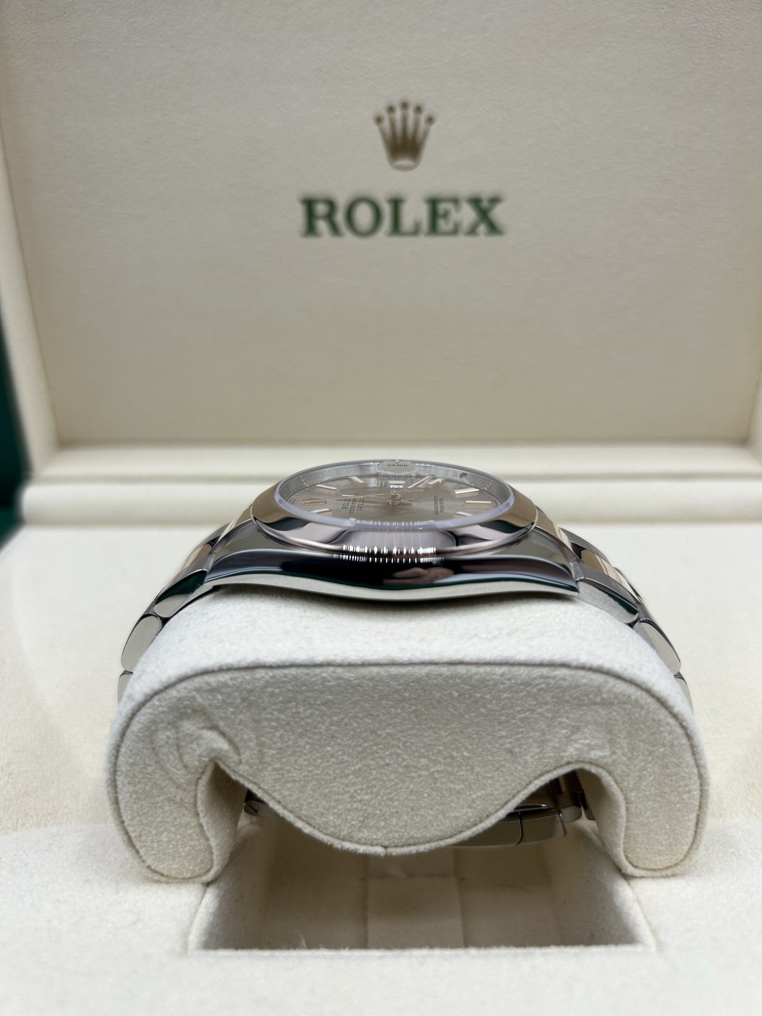 Discontinued chronograph wristwatch with patina dial