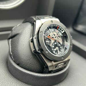 Vintage chronograph watch face close-up