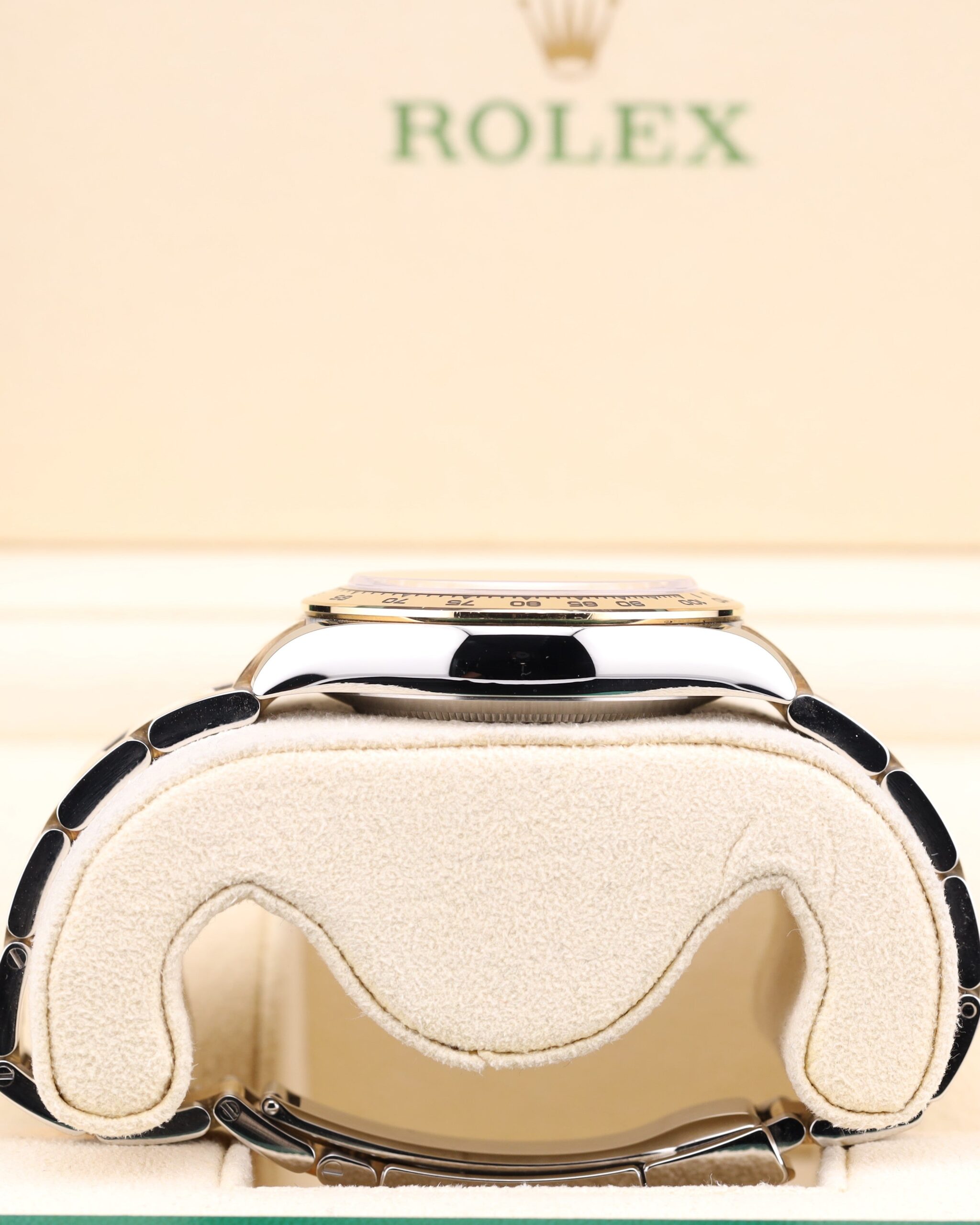 Classic retro chronograph wristwatch close-up