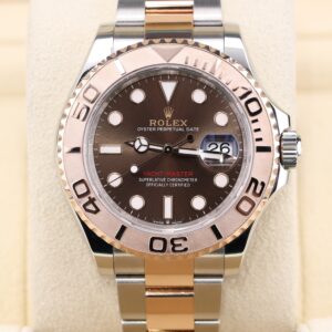 Two-tone luxury wristwatch with chocolate dial