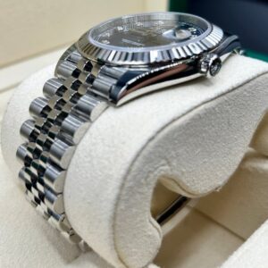 Blue dial watch with diamond hour markers