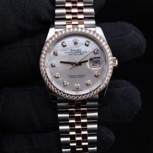 Luxury watch bracelet and case close-up