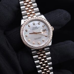 Classic wristwatch with mother-of-pearl dial