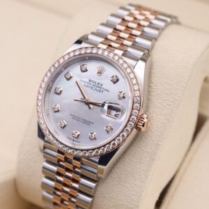 Luxury wristwatch with mother-of-pearl dial
