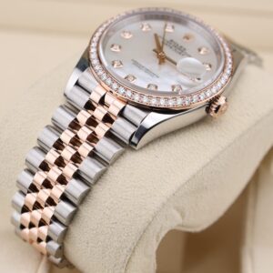 Luxury watch face with diamond accents
