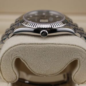 Black dial luxury wristwatch with diamond markers