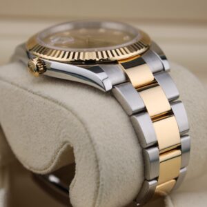 Full view of diamond champagne dial wristwatch