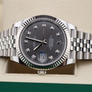 Luxury wristwatch with slate rhodium dial and diamonds
