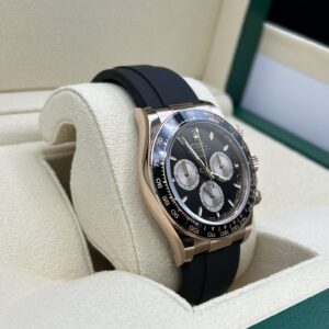 Rose gold chronograph with black dial