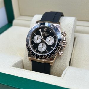 Luxury wristwatch with black dial