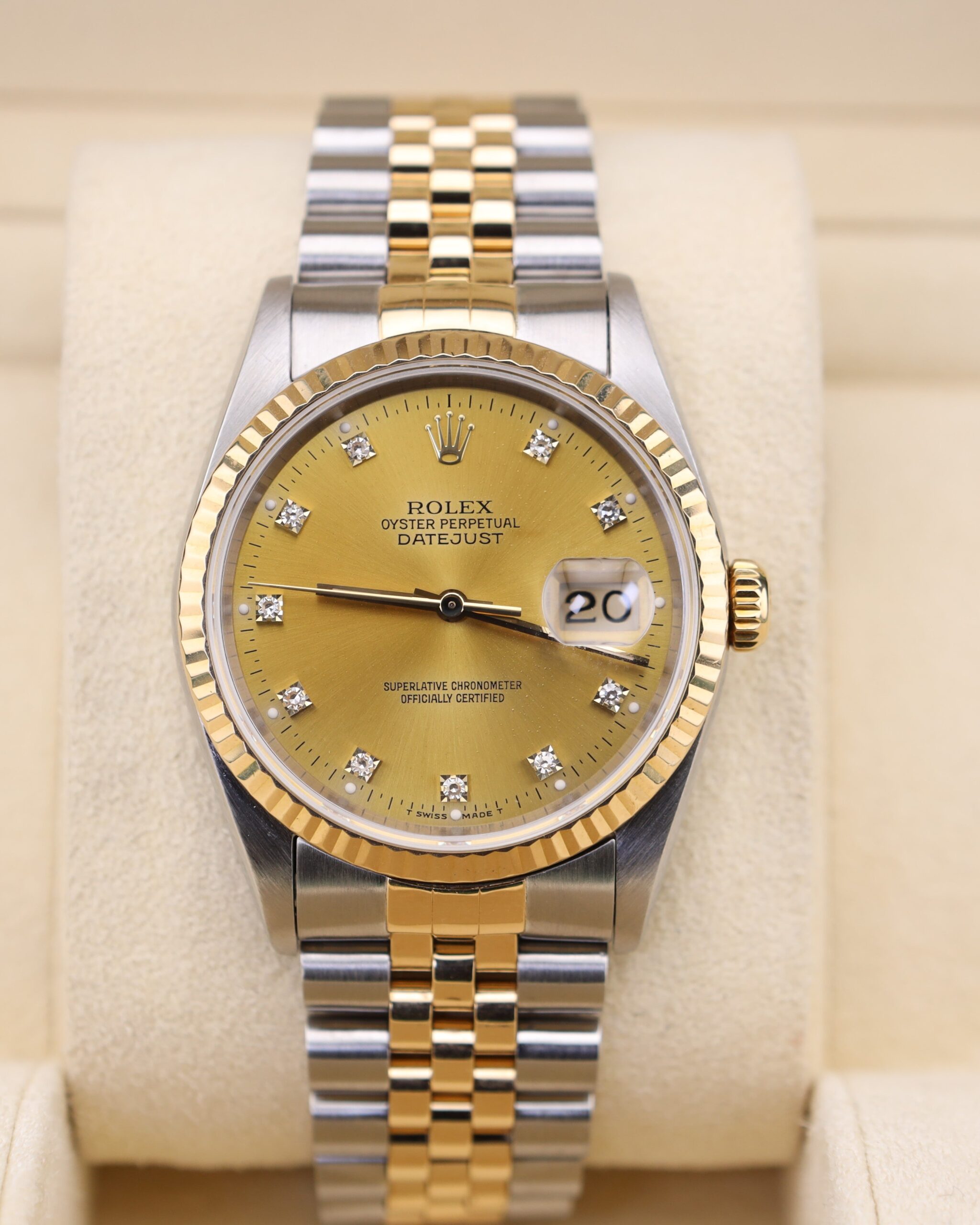 Classic luxury watch with champagne dial