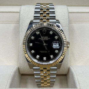 Luxury wristwatch with black diamond dial