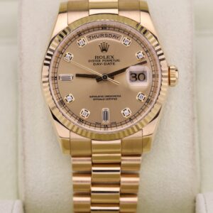 Luxury gold wristwatch with diamond dial