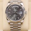 Luxury wristwatch with rhodium dial