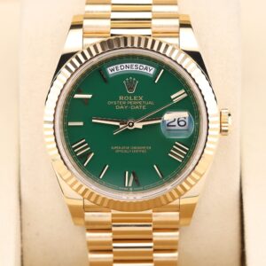 Luxury green dial wristwatch with Roman numerals
