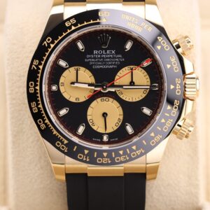 Yellow gold chronograph watch with black dial