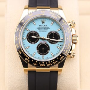 Luxury chronograph watch with turquoise blue dial