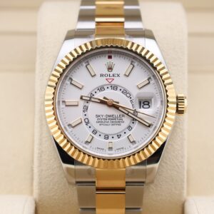 Two-tone luxury wristwatch with white dial